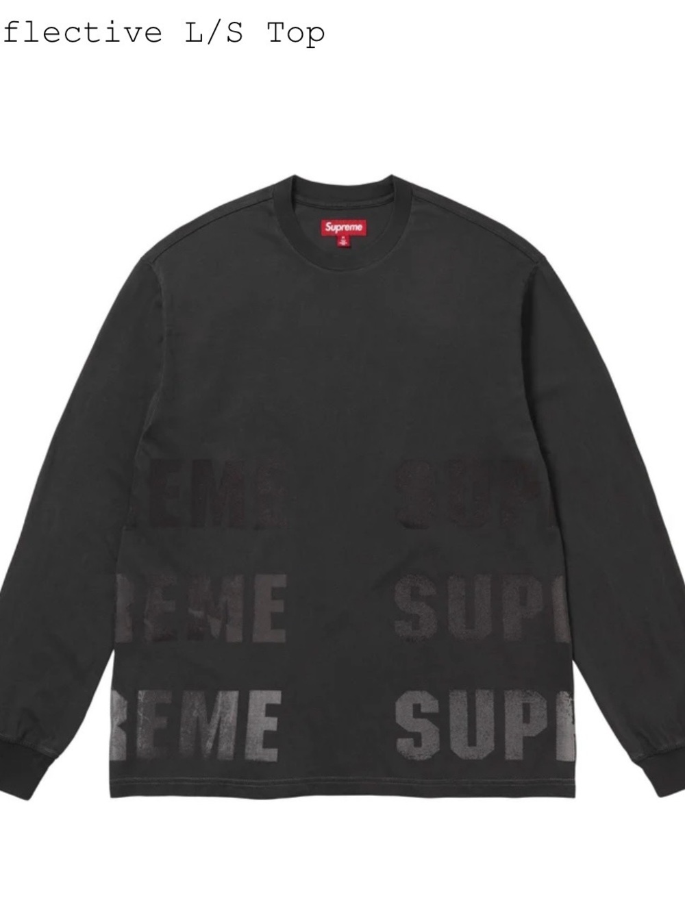 Supreme Black Long-Sleeve Tee with Reflective Logo